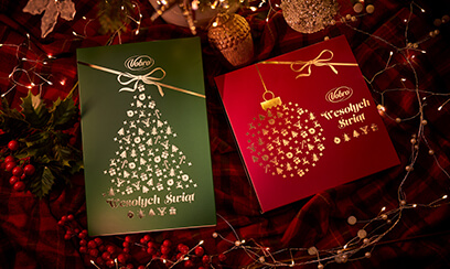 Bombonierki Frutti di Mare 185 g i Delissimo Hazelnut & Almond 195 g od Vobro w świątecznych oprawach