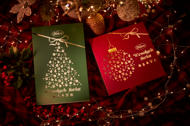 Bombonierki Frutti di Mare 185 g i Delissimo Hazelnut & Almond 195 g od Vobro w świątecznych oprawach