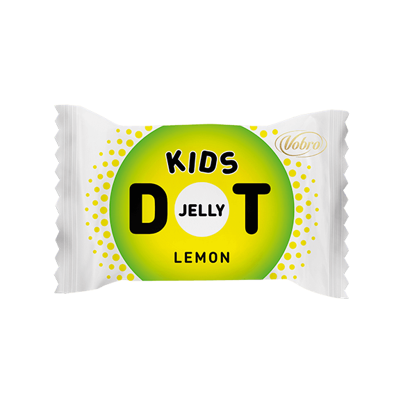 Galaretka Jelly DOT Kids od Vobro o smaku cytrynowym w zawijce, przód