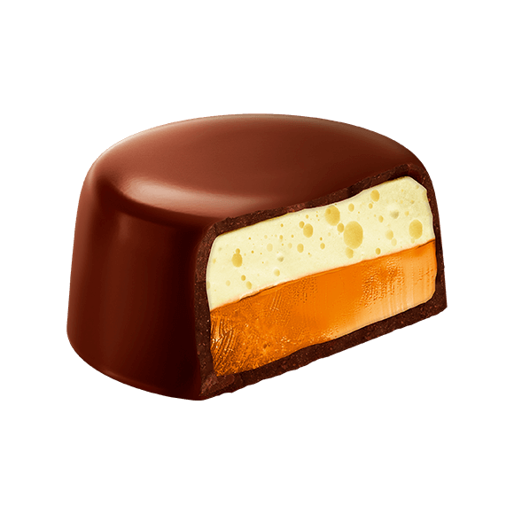 Przekrojona pianka z galaretką WOW o smaku pomarańczowym