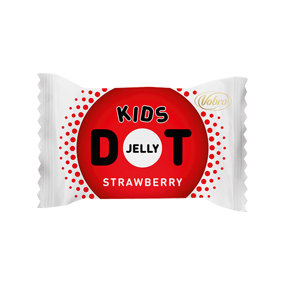 Galaretka Jelly DOT Kids od Vobro o smaku truskawkowym w zawijce, przód